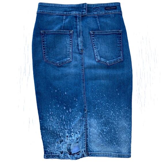 New Citizens of Humanity Karmen Splattered Shredded Ripped Pencil Jean Skirt 27 - Picture 8 of 15
